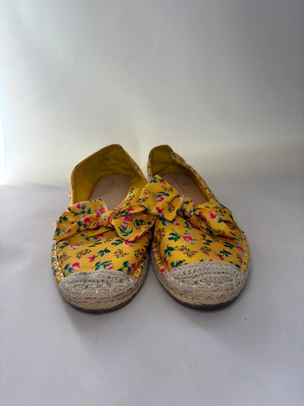 Bandolino Yellow Floral Bow Espadrille Flats Size 8.5